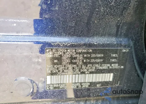 2021 Toyota Venza Le z USA, uszkodzony, nr VIN JTEAAAAH9MJ049298